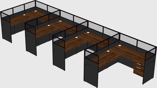 Shared l-shaped cubicle