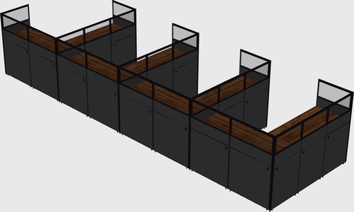 Shared l-shaped cubicle