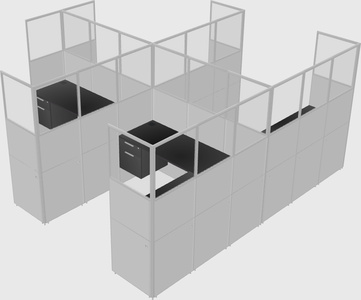 Shared l-shaped cubicle