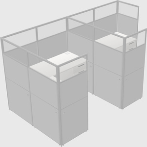 Shared l-shaped cubicle