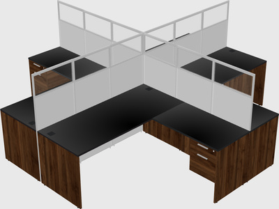 Shared l-shaped cubicles