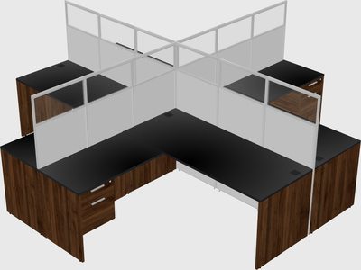 Shared l-shaped cubicles