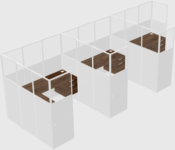 Shared l-shaped cubicle