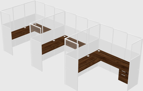 Shared l-shaped cubicle