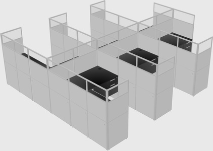 Shared l-shaped cubicle