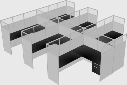 Shared l-shaped cubicle