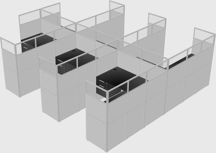 Shared l-shaped cubicle