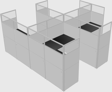 Shared l-shaped cubicle