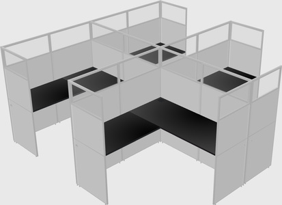 Shared l-shaped cubicle