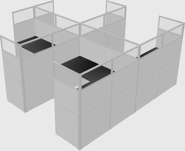Shared l-shaped cubicle