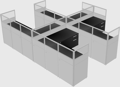 Shared l-shaped cubicle
