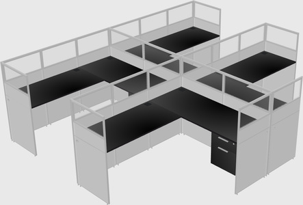 Shared l-shaped cubicle