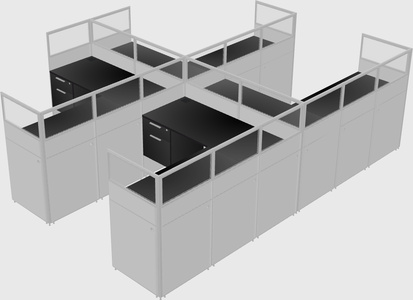 Shared l-shaped cubicle