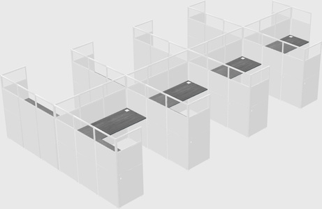 Shared l-shaped cubicle