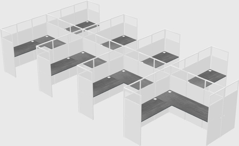 Shared l-shaped cubicle