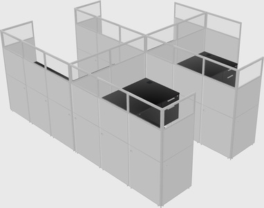 Shared l-shaped cubicle