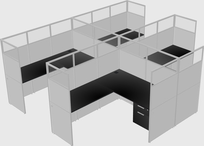Shared l-shaped cubicle