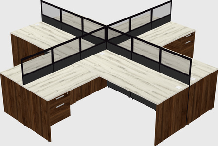 Shared l-shaped cubicles