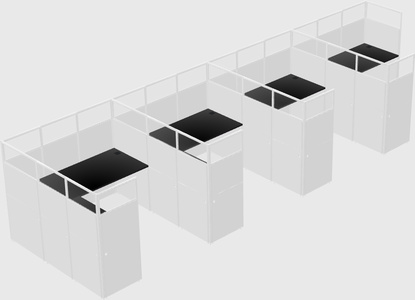 Shared l-shaped cubicle