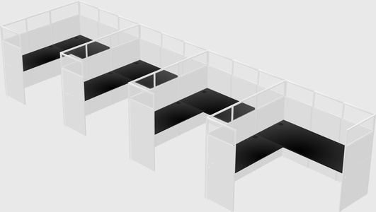 Shared l-shaped cubicle