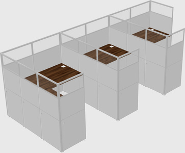 Shared l-shaped cubicle