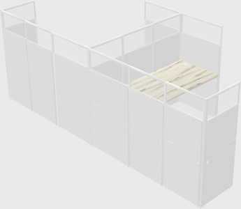 Shared l-shaped cubicle