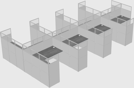 Shared l-shaped cubicle