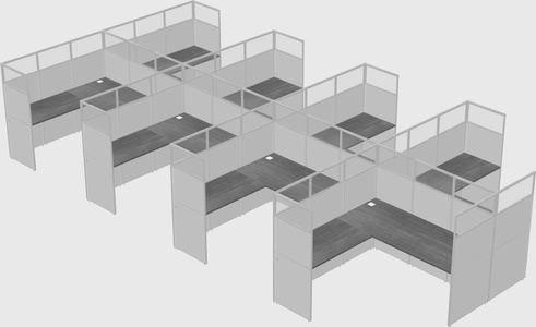 Shared l-shaped cubicle