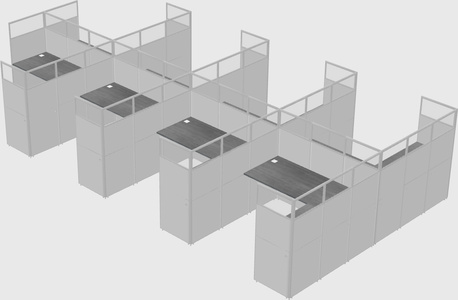 Shared l-shaped cubicle
