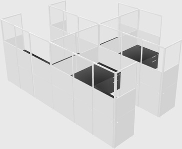 Shared l-shaped cubicle