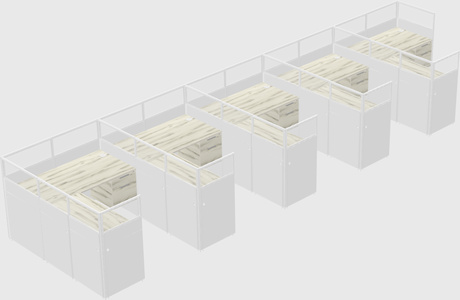 Shared l-shaped cubicle