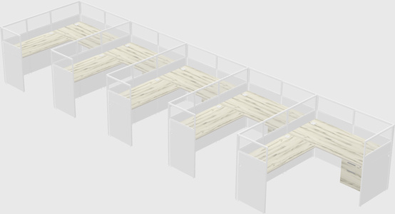 Shared l-shaped cubicle