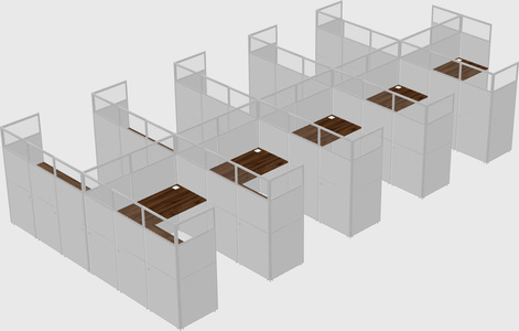 Shared l-shaped cubicle