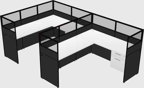 Shared l-shaped cubicle