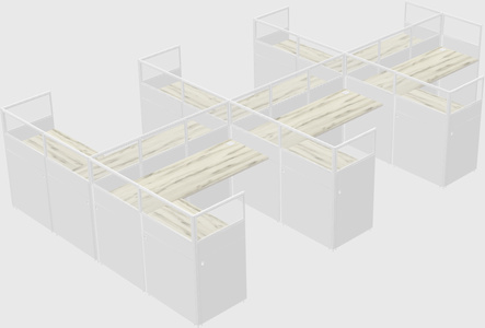 Shared l-shaped cubicle
