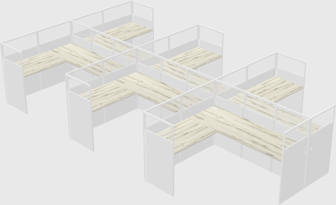 Shared l-shaped cubicle