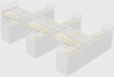 Shared l-shaped cubicle