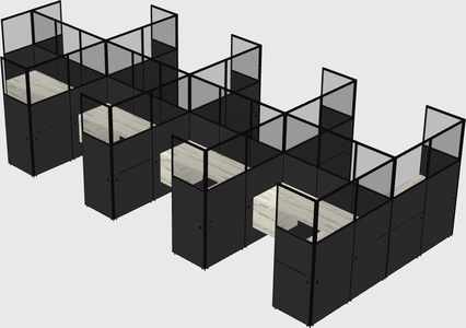 Shared l-shaped cubicle
