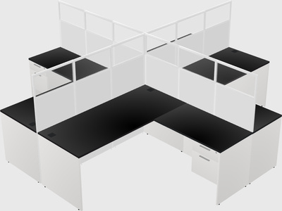 Shared l-shaped cubicles