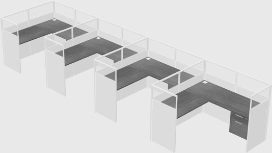 Shared l-shaped cubicle
