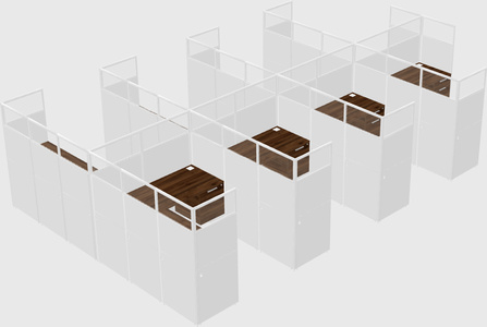 Shared l-shaped cubicle