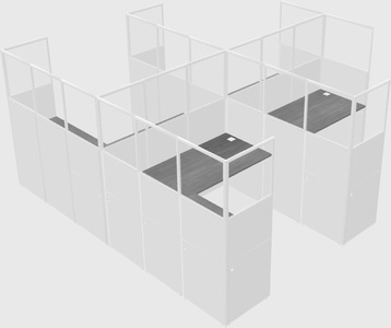 Shared l-shaped cubicle