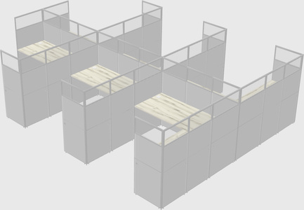 Shared l-shaped cubicle