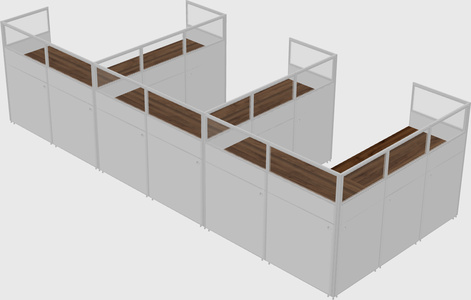 Shared l-shaped cubicle