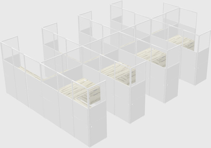 Shared l-shaped cubicle