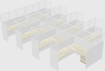 Shared l-shaped cubicle
