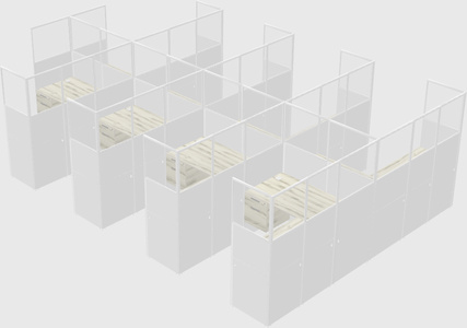 Shared l-shaped cubicle