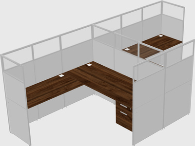 Shared l-shaped cubicle