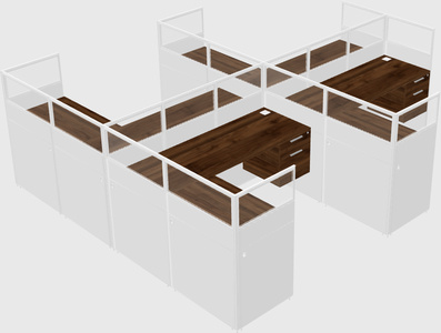 Shared l-shaped cubicle