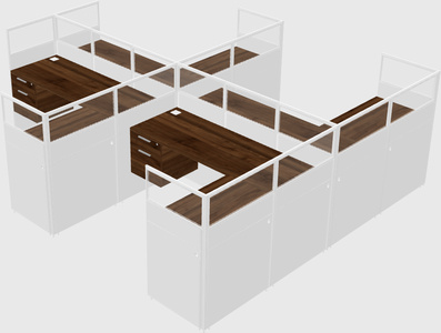 Shared l-shaped cubicle